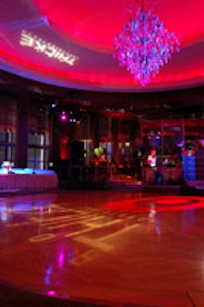 A disco-fied chandelier at the Rainbow Room