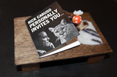The coffee table-inspired invitation to the party for Rare