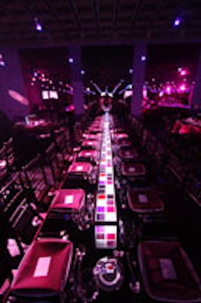 The purple-hued Whitney gala dinner