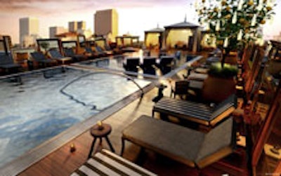 The rooftop pool at SLS Beverly Hills