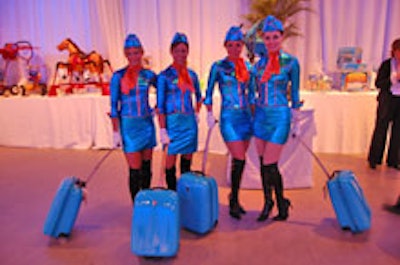 Models dressed as flight attendants