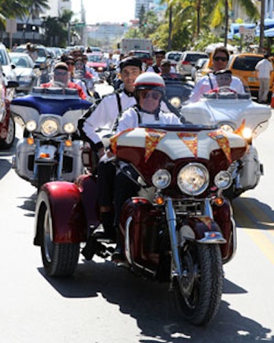 Local chefs escorted cases of Georges Duboeuf Beaujolais Nouveau 2008 down Ocean Drive on November 20.
