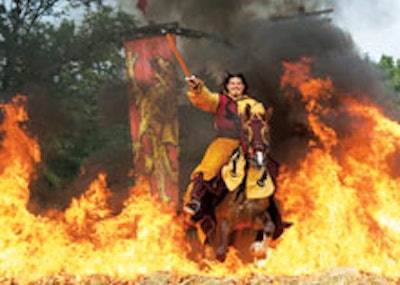 The 'Wall of Fire ' stunt at the Pennsylvania Renaissance Faire's Ultimate Joust