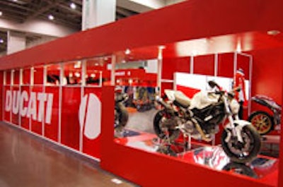 Ducati's European-style enclosed exhibit