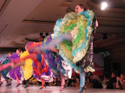 Cancan dancers at California State Society's Inaugural Fashion Show and Luncheon
