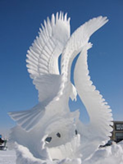 An eagle snow sculpture