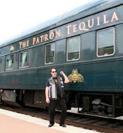Actor Dan Aykroyd with the vintage 1927 Patrón Tequila Express