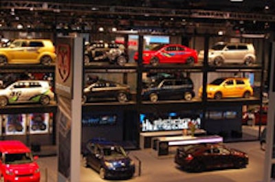 Toyota Scion's three-level exhibit at the auto show