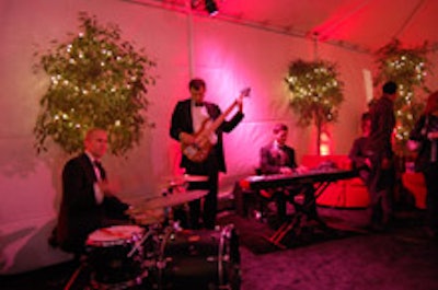 The tented cocktail reception at the Village Recording Studios