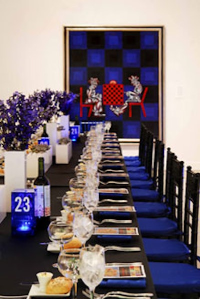 Event designer Donald Braun used monochromatic decor schemes-inspired by Picasso and Carlos Luna's artwork-across the museums five galleries for its annual fund-raiser.