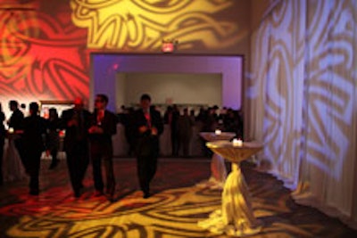The brightly lit cocktail reception