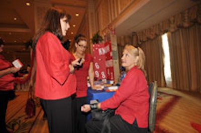 A blood pressure screening at the Go Red For Women luncheon