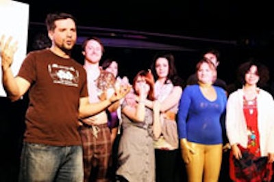 The Sketchersons troupe performing at the Comedy Bar