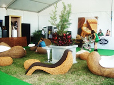 Funkshion's eco-friendly lounge area inside the Lummus Park tent