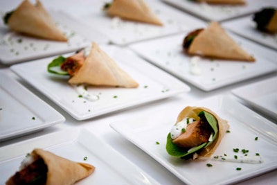 Salted phyllo cones with salmon