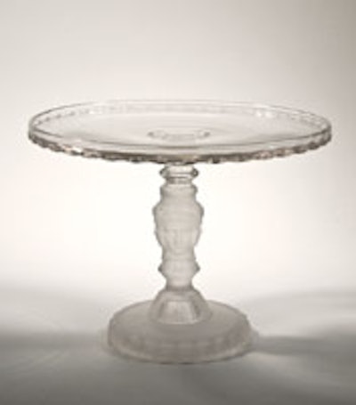 A three face pattern cake stand made after 1878 by George Duncan & Sons, Pittsburgh