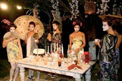 Claudia Estrada's Japanese-themed English tea party vignette