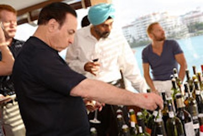 Consumers surveying wines at the challenge
