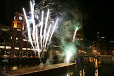 Fireworks over the Chicago River