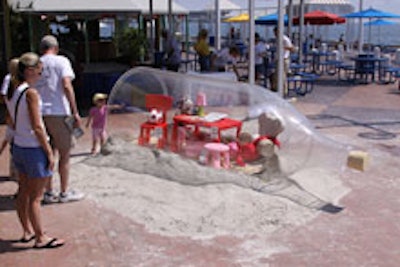 Ikea furniture encased in bottle on the St. Petersburg Pier