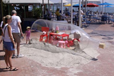 Ikea furniture encased in bottle on the St. Petersburg Pier