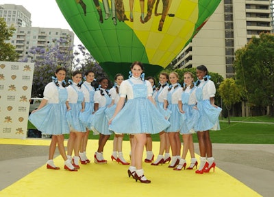 A gaggle of Dorothy lookalikes at the press stunt