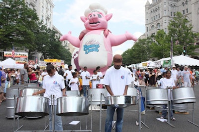 The Metropolitan Police Boys & Girls Club steel drum band at the Safeway National Capital Barbecue Battle