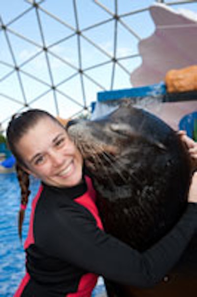 Salty the sea lion performs twice daily.