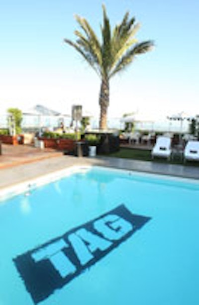A logo in the London West Hollywood pool for Tag's launch