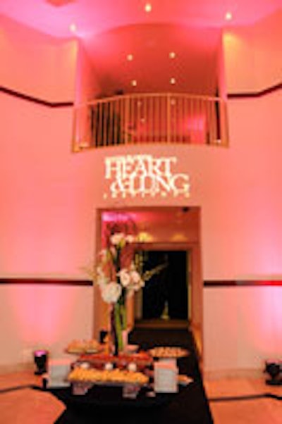 The pink-lit lobby of the South Florida Heart and Lung Institute