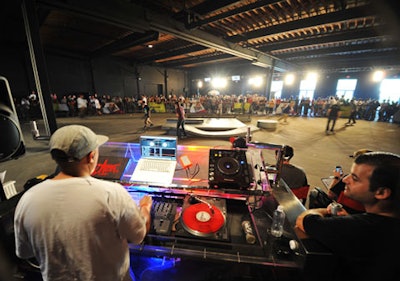 DJ LT Smash at the Red Bull-branded turntables