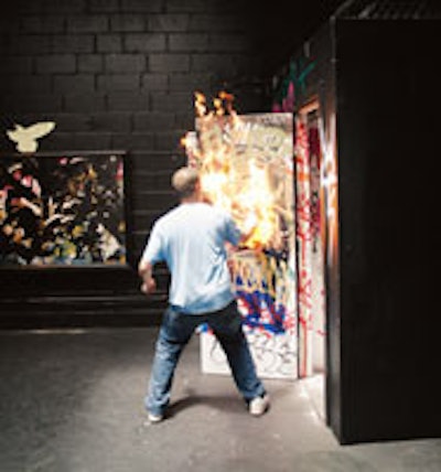 Ellis Gallagher shows off his firetagging skills.