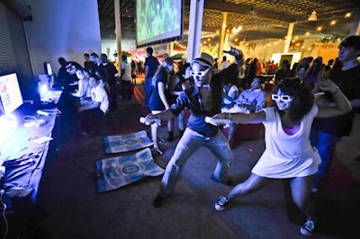 Festival attendees playing Wii