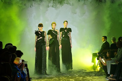 The smoky and spooky backdrop at Rodarte's show