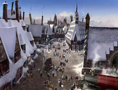 A rendering of Harry Potter town Hogsmeade