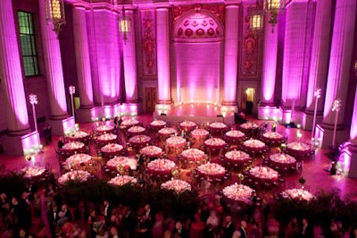 Pink lighting at Diane Rehm's 30th anniversary celebration