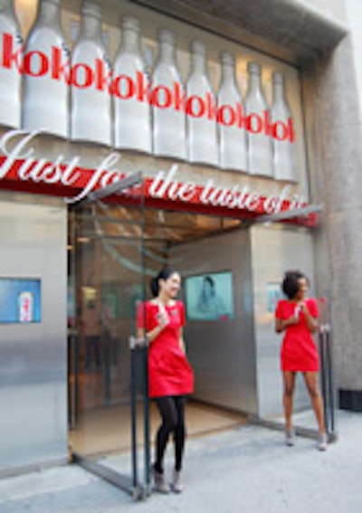 Diet Coke's brand ambassadors ushering guests into the pop-up