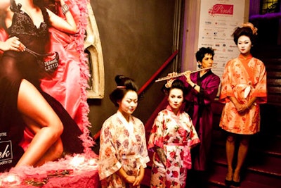 Models dressed as geishas welcomed guests.