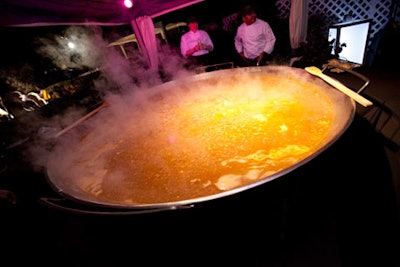 Chef José Andrés's eight-foot-wide paella pan at the Ridgewells launch of his eponymous catering division