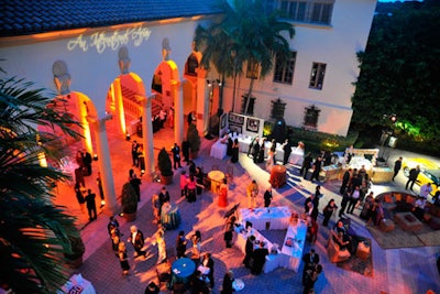 The cocktail reception in the hotel's courtyard
