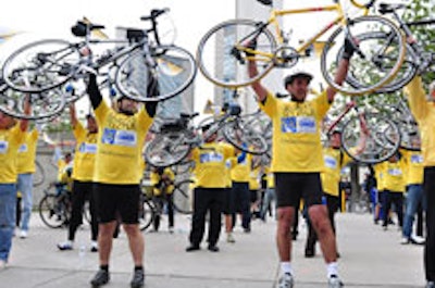 Cyclists promoted the Ride to Conquer Cancer at Queen and Bay