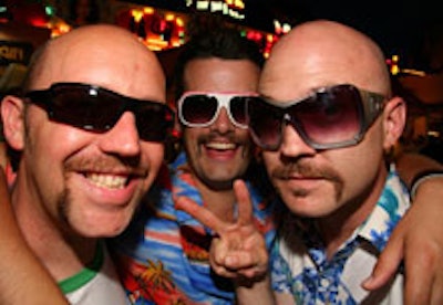 Mustachioed participants at a 2008 Movember party