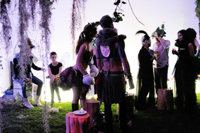 The garden scene at Green Halloween NYC's launch party