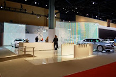 Saab's exhibit space displaying its 2010 Saab 9-5