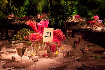 A collection of pink blooms at the Whitney Museum's fall gala