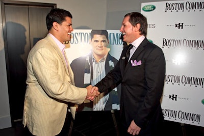 Boston Common cover boy Tedy Bruschi with publisher Glen Kelley