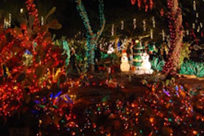 Ethel M's cactus garden, aglow for the holidays