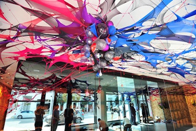 Artist Madeleine Berkhemer's art installation in the Christian Louboutin store