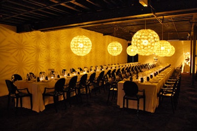 Chandeliers cast a pattern throughout the event space