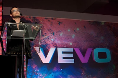 U2 front man Bono introduced Vevo at the new Web site's launch party.